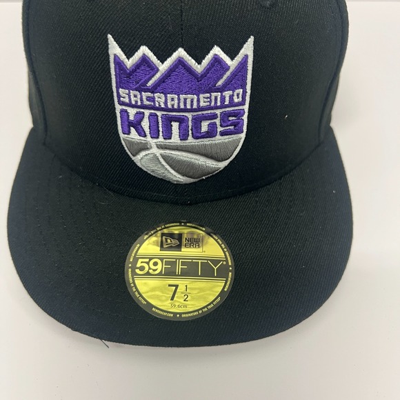 Sacramento Kings Hat Mens New Era 7 1/2 Black 59FIFTY Fitted NBA - Picture 2 of 14